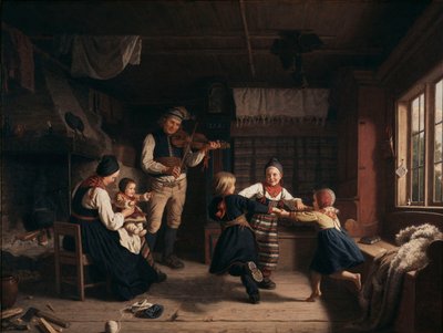 Sunday Evening in a Farmhouse in Dalecarlia by Amalia Lindegren